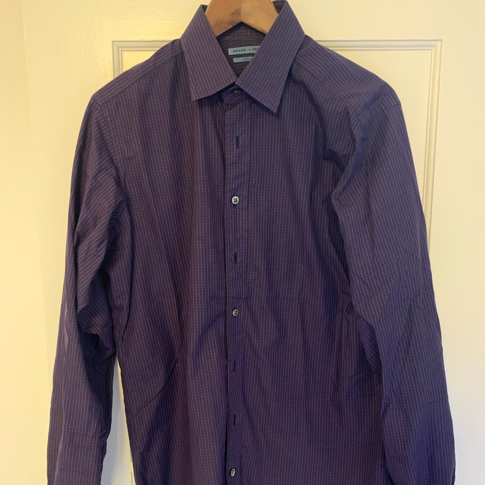 Purple small plaid dress shirt
